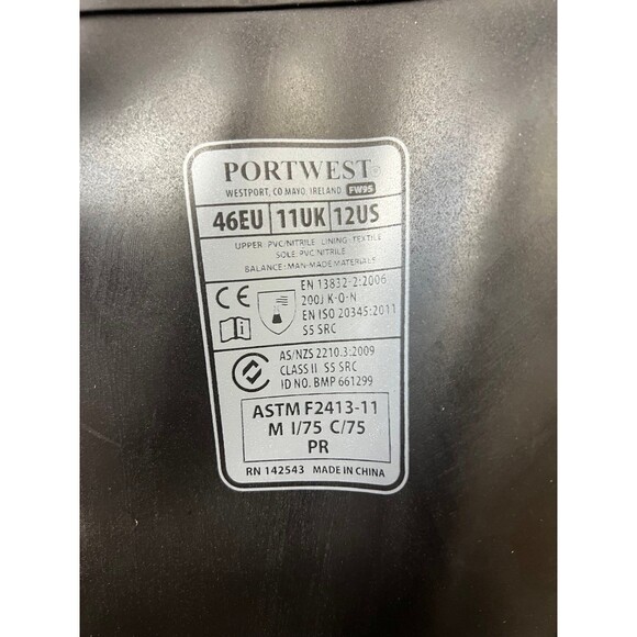 Portwest FW95 steel toe PVC rain boots wellies NWOT men’s size 12 - Picture 3 of 6